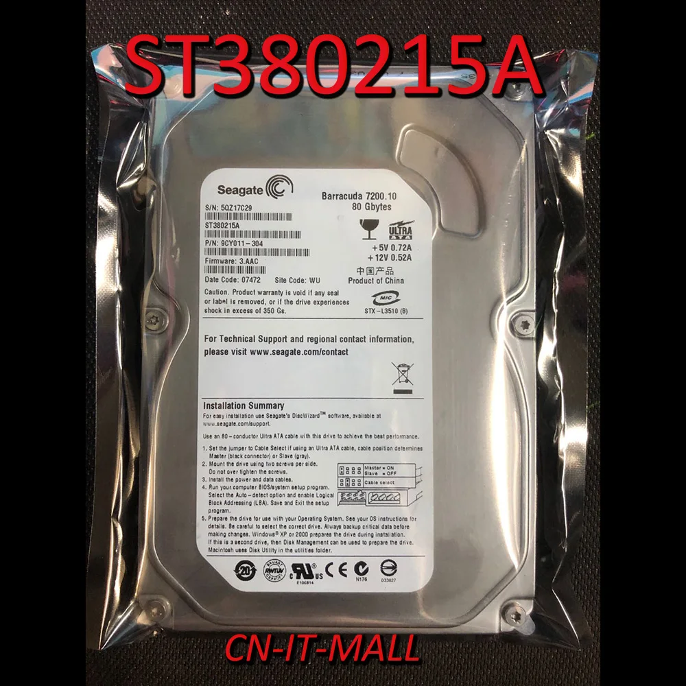 

Seagate BarraCuda 7200.10 ST380215A 80GB 7200 RPM 2MB Cache IDE Ultra ATA100 / ATA-6 3.5" Internal Hard Drive