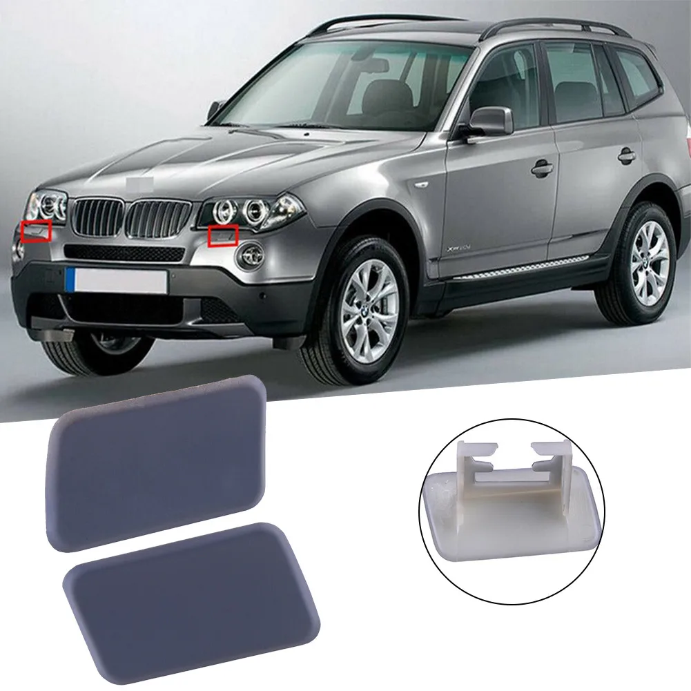 

2pcs/pair Headlight Washer Nozzle Cover Cap Cleaning Headlamp Cover For BMW X3 2004-2010 61673416175 61673416176