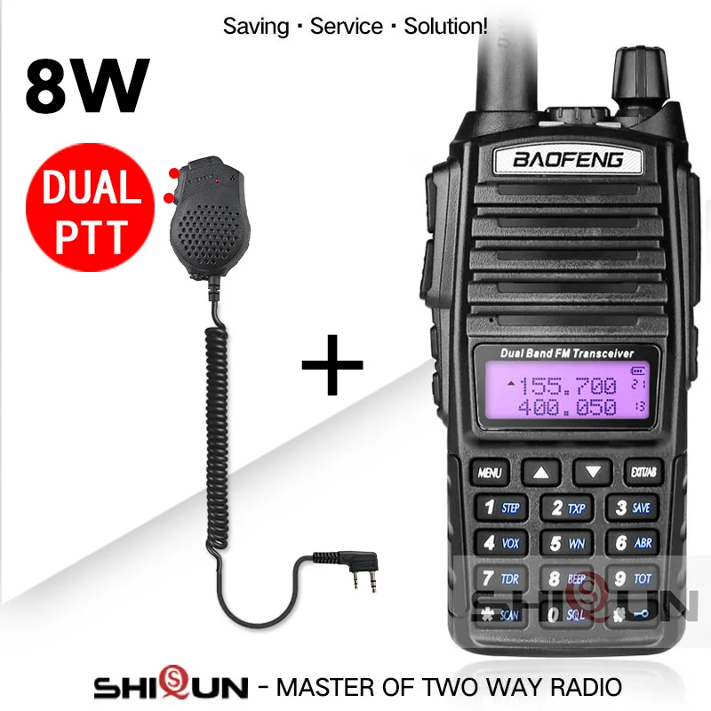 Add Dual PTT MIC Обновление BaoFeng UV-82 8 Вт Baofeng UV 82 портативная рация 10 км Baofeng 8 Вт радио двойной PTT UV-XR UV-9R GT-3TP радио 10 км UV-5R 8 Вт - Цвет: Add Dual PTT MIC