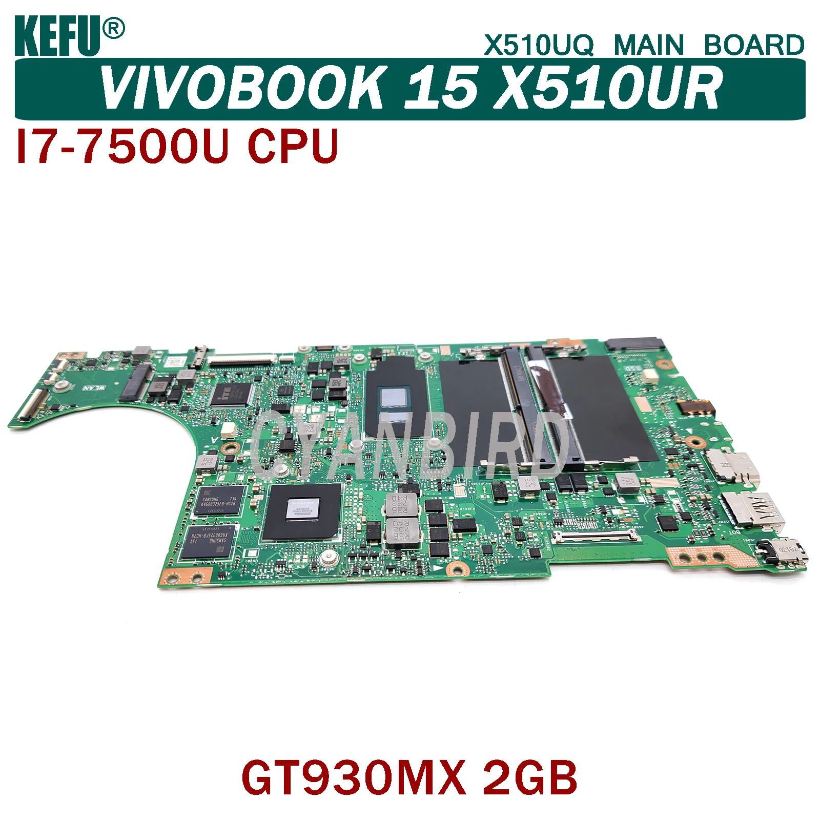 KEFU X510UQ оригинальная материнская плата ASUS VivoBook-15-X510UNR X510U с I7-7500U GT930MX-2GB для ноутбука