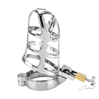 male chastity belt metal penis sleeve lock ring cock cage lockable 404550mm sex toys for men with 3 size rings