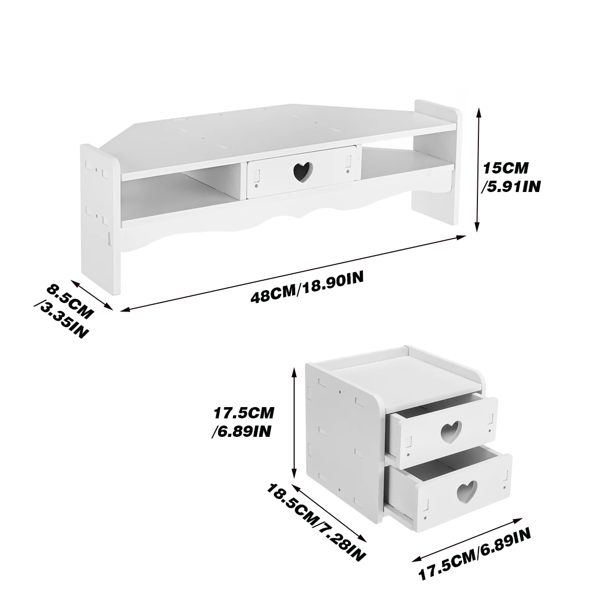 

Laptop Desk Computer Monitor Riser PC Stand Drawer Home Office Monitor Holder Table Storage Organizer Screen Shelf TV Stand