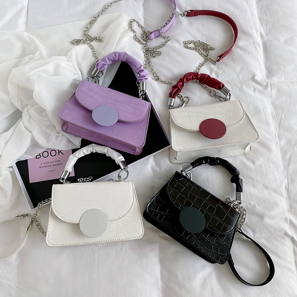 Женская сумка-тоут портативная плиссированная PU кожаная Дамская цепочка