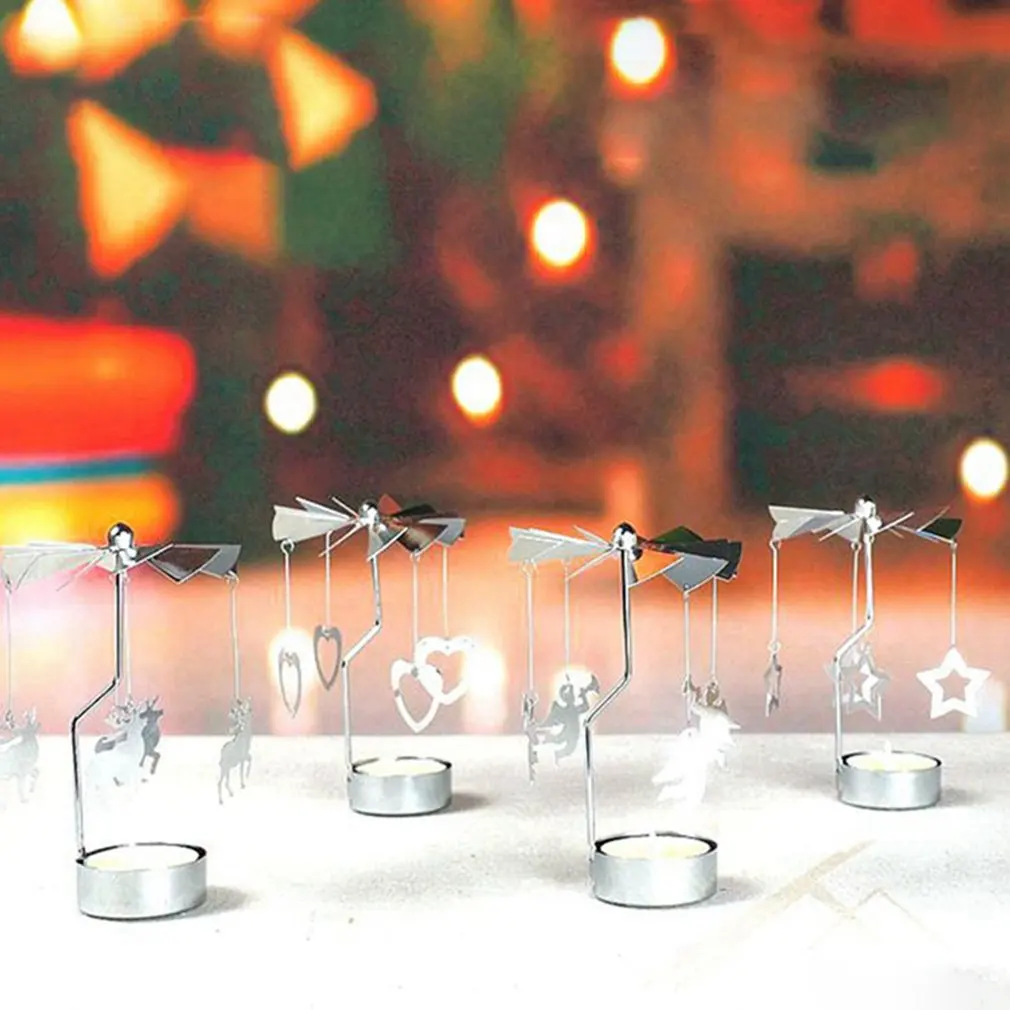 New Creative Christmas Deer Rotating Spinning Carousel Tea Light Candle Holder Center Candlestick Party Decor | Дом и сад