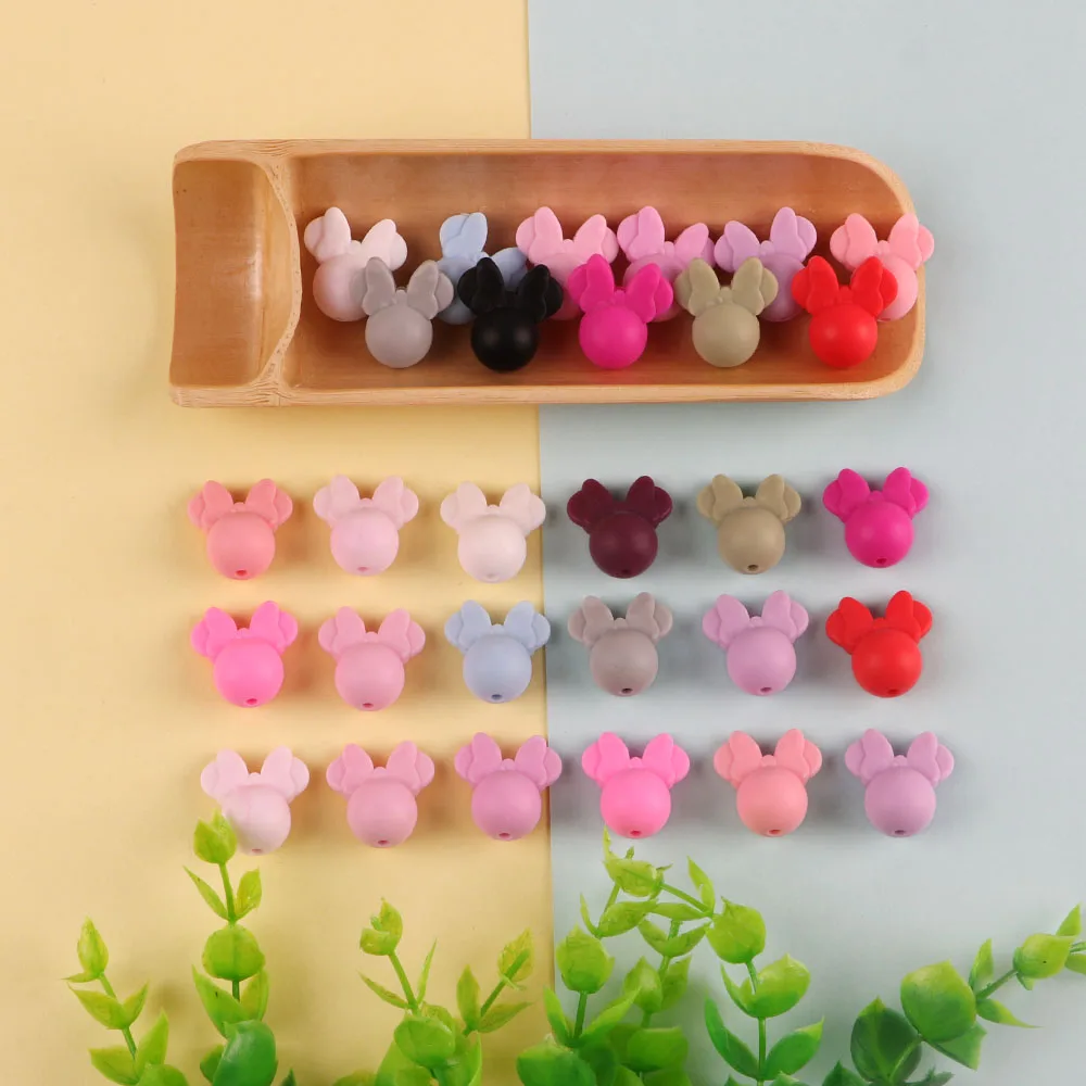 

Sunrony 10pcs Baby Teething Beads Food Grade Cartoon Mouse Shape Beads For Necklaces BPA Free Baby Teether Toy Nursing