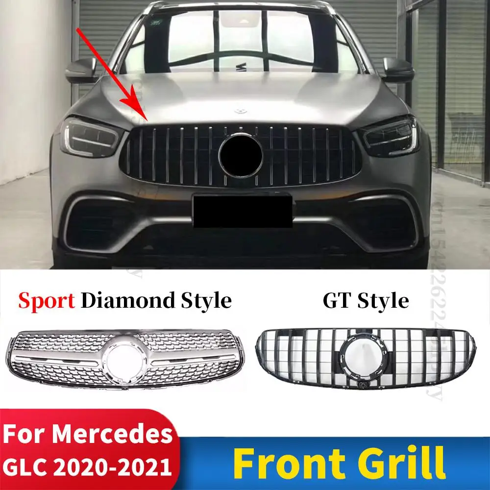 

GT Diamond Front Grille Racing Grill Inlet Grille Replacement Mesh For Mercedes Benz GLC X253 C253 W253 2020 2021 AMG Line Coupe
