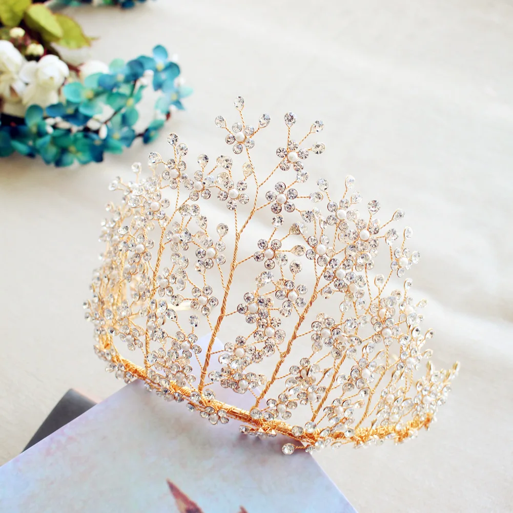 

Le Liin Blossom Crystal Bride Crown Bridal Tiara Wedding Hair Accessories