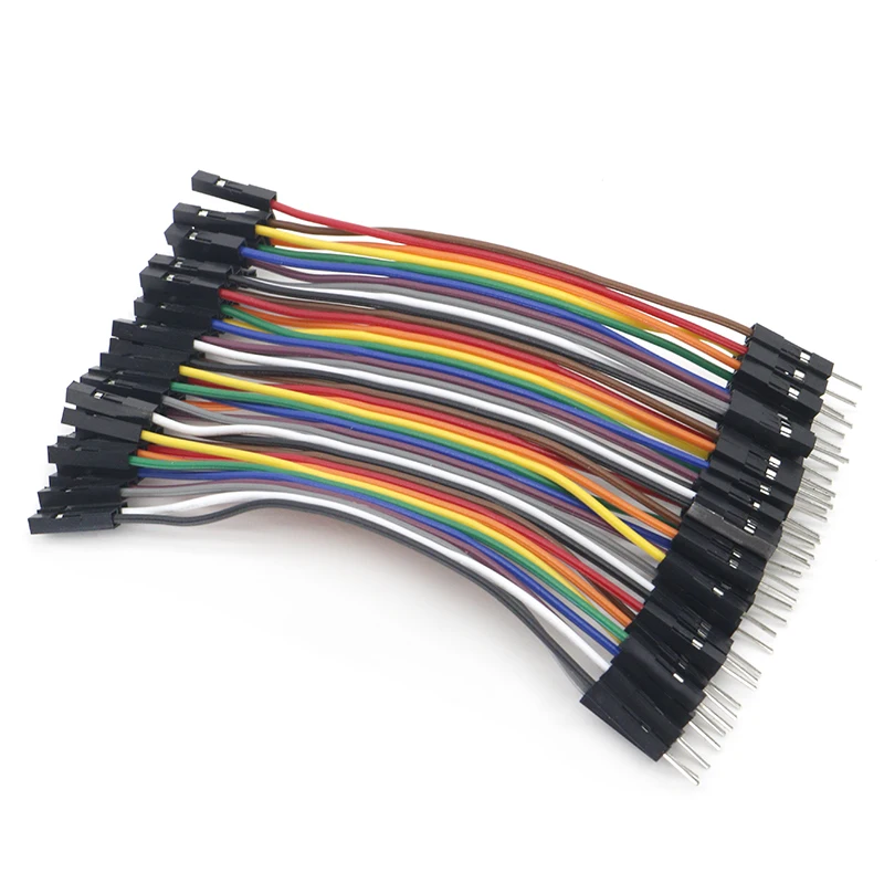 40pcs 10cm 2.54mm 1pin 1p-1p male to female jumper wire Dupont cable for arduino | Электроника