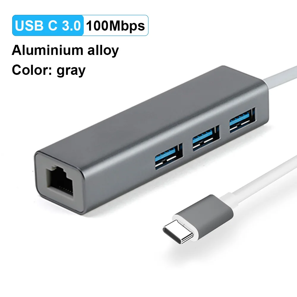 USB C3.0 100M Gray OFCCOM USB C Ethernet USB 3,0 2,0 к RJ45 концентратор 10/100/1000 м Ethernet адаптер Сетевая карта USB Lan для Macbook Windows Tpec C - Цвет: USB C3.0 100M Gray