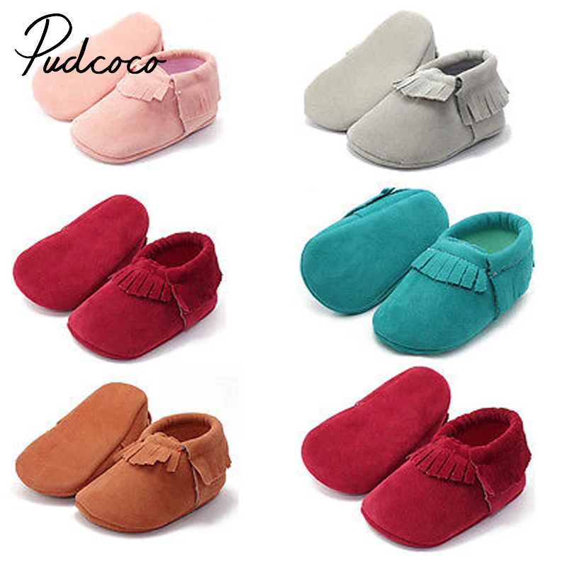 

Осенняя одежда для маленьких девочек Однотонная футболка с кисточками; Обувь для младенцев мягкая подошва кроватки обувь из плотного хлопка для детей ясельного возраста во-первых прогулок на возраст от 0 до 18 месяцев