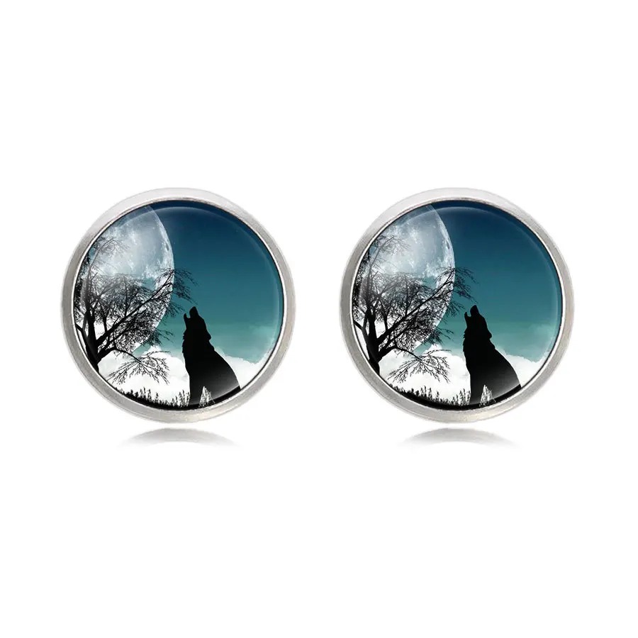 Стимпанк запонки с изображением волков мужские панк черные плетеные ювелирные