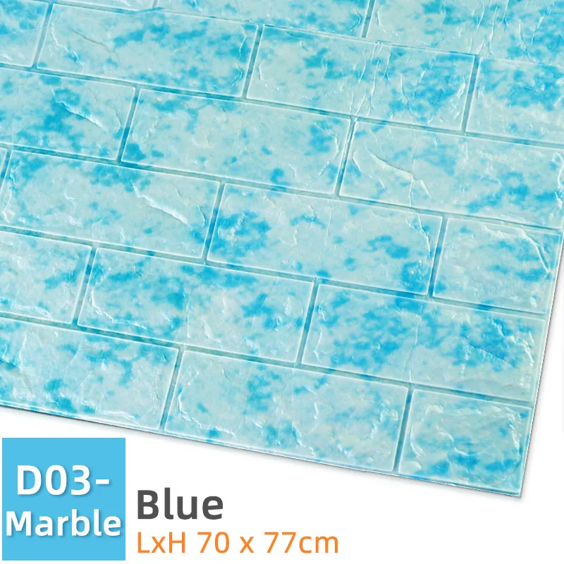 D03-Marble-Blue Kaguyahime Самоклеящиеся 3D наклейки на стену водонепроницаемые DIY Пена кирпичная настенная бумага ТВ фон Декор мраморная настенная бумага красочный кирпич - Цвет: D03-Marble-Blue