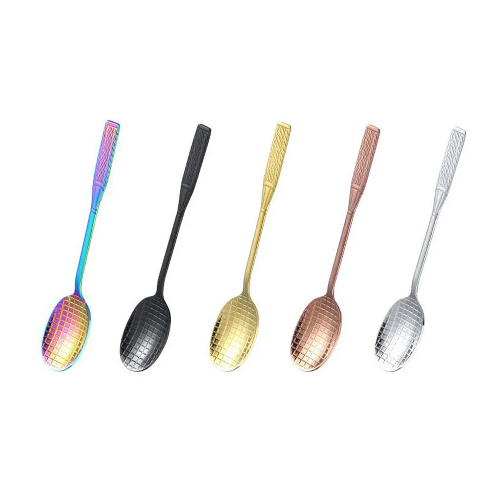 

3pcs Stainless Steel Ice Cream Spoons Tennis Racket Shape Coffee Spoon Creative Stirrer Tableware (Silver)