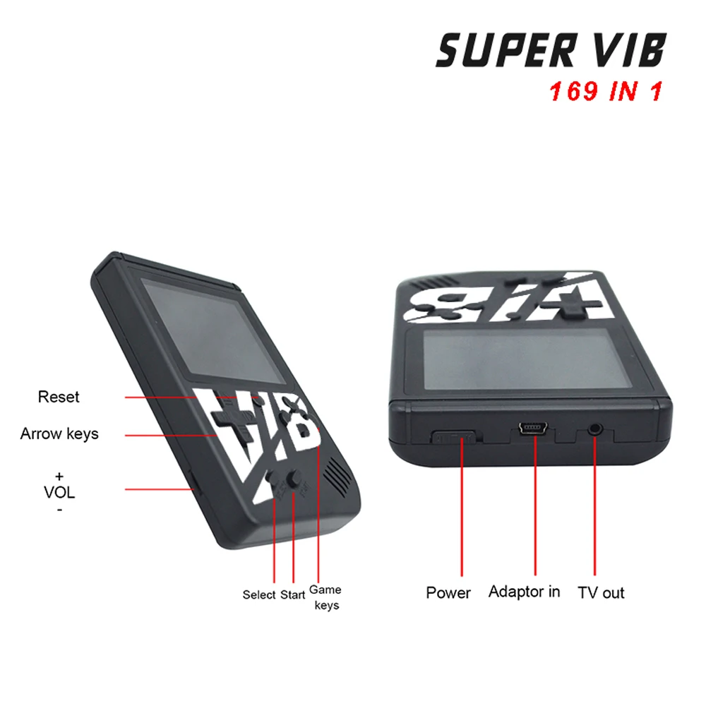 New Super VIB Vibration Games Retro Video game handheld game console Built-in 8 Bit 30 VIB game Mini consola portatil gift