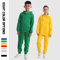 customed boys sweatshirt sets girls casual hooded solid tops pants two piece suits teen kids autumn outfit children diy clothing