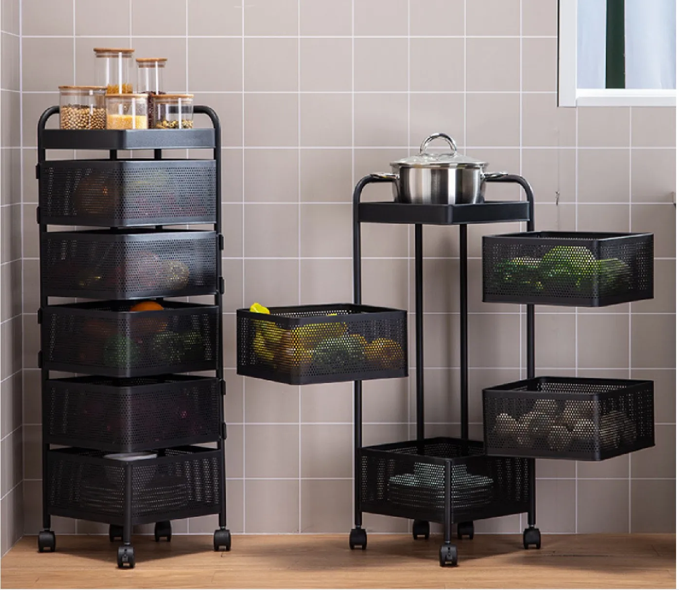 kitchen storage bathroom organizer trolley shelves gadgets vegetable storage rack kitchen shelves rotating basket shelf free global shipping