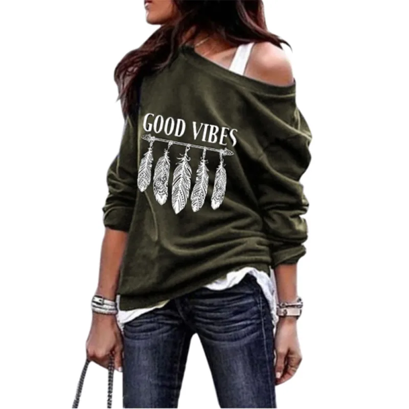 

Feather Letters Pattern Oversized Pullovers Women 2020 Fall Winter Fashion Long Sleeve Sweatshirts Plus Size Loose Tops Female