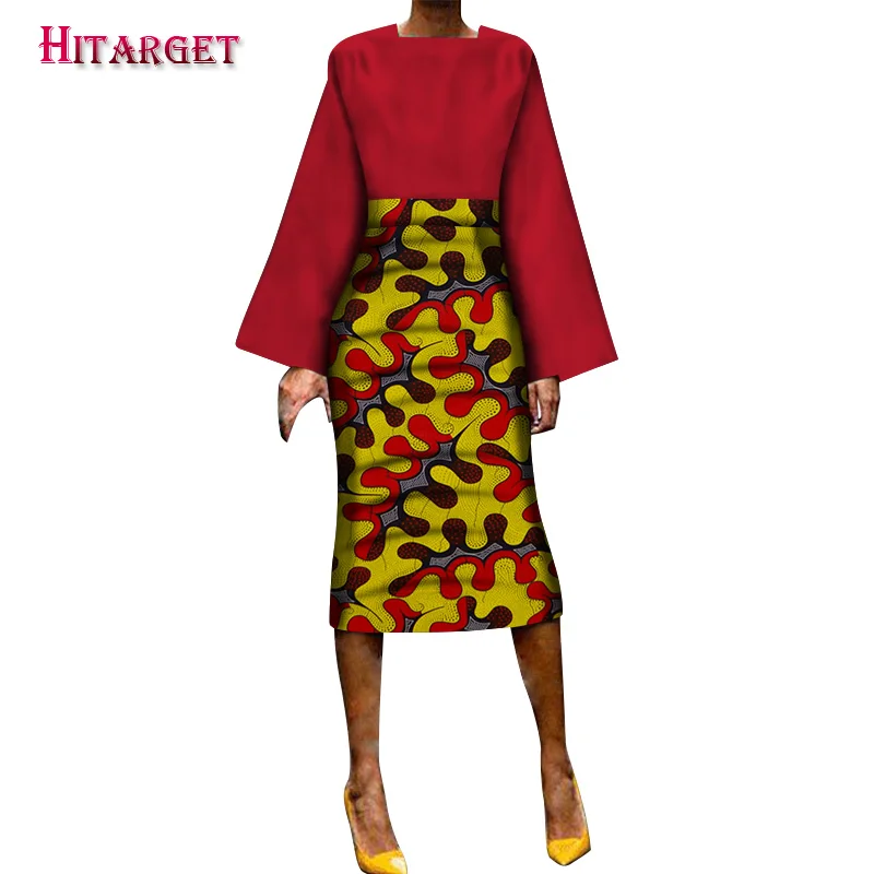 

Hitarget 2019 Новые африканские свободные платья Kanga для Женщин Дашики традиционный хлопковый топ и юбка комплект из 2 предметов одежда wy5504