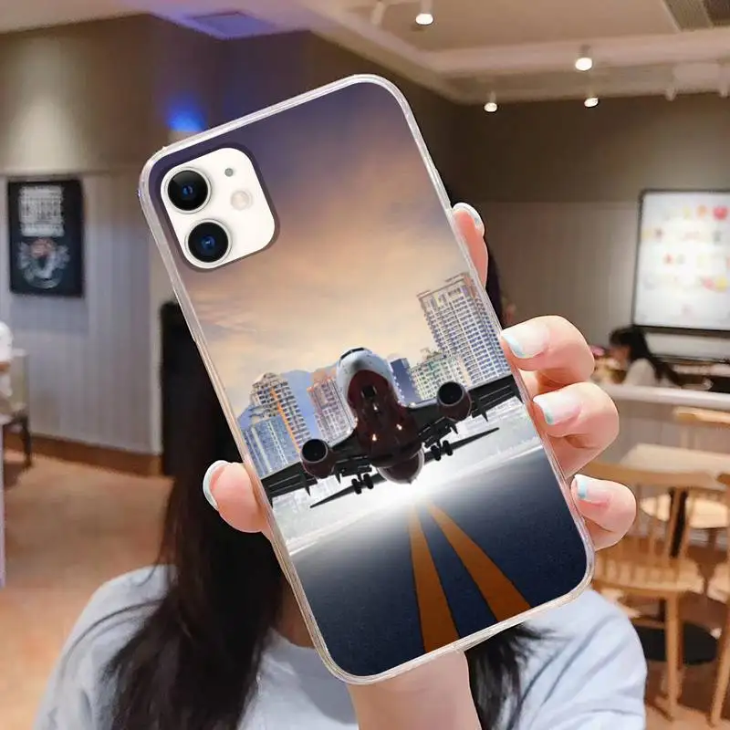 

Aircraft Plane Airplane Phone Case For Iphone 5 SE 2020 6 6s 7 8 plus X Xr XS 11 12 Mini Pro Max Transparent Fundas Cover