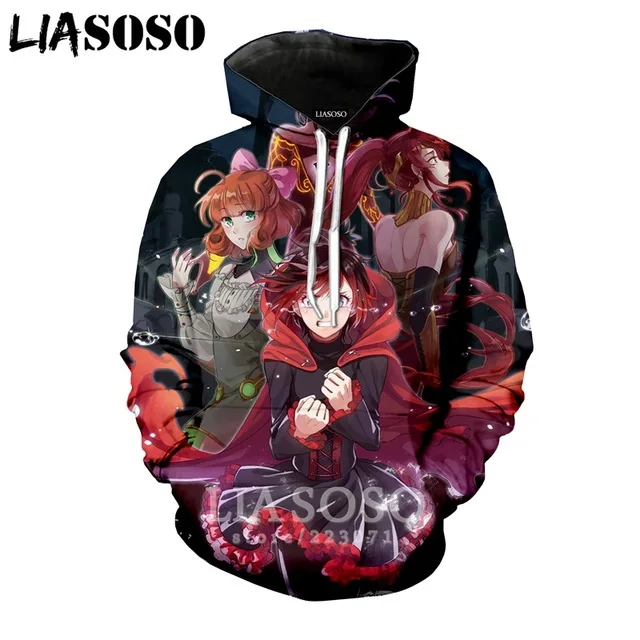 LX 3d принт зимняя новая одежда для мужчин и женщин толстовка Аниме RWBY Толстовка с длинным рукавом Топ Повседневный пуловер в стиле Харадзюку хип-хоп