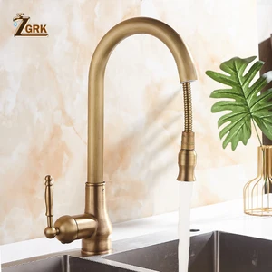antique bronze kitchen faucet pull out kitchen sink faucet brass faucet 360 rotate kitchen tap hot and cold water mixer crane free global shipping