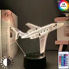 Акриловые 3D Иллюзия детский ночной Светильник самолет ночной Светильник для детей ребенок мальчик Украшения в спальню красочная прикроватная настольная лампа самолет подарок