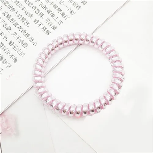 A4 Elastic Clear Telephone Wire Hair Bands Plastic Gum For Hair Ties No Crease Coil Hair Tie Ponytail Hairband Hair Accessories - Цвет: A4