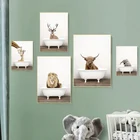 Скандинавский плакат с милыми животными для купания, принты на холсте, Скандинавская живопись, минималистичный настенный художественный принт для детской комнаты, ванной комнаты
