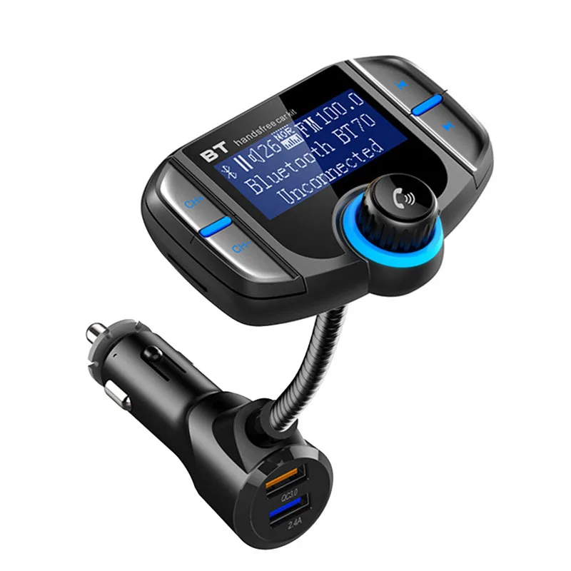 

Bt70 Fm Transmitter Car Radio Bluetooth Kit Dual USB Qc3.0 Wireless Mp3 Player Charger Adapter Hands-Free Bt Tuner