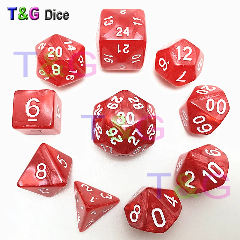 NEW Plastic Polyhedral Dice with Marbled effect D4 D6 D8 3xD10 D12 D20 D24 D30 10pcs Digital | Спорт и развлечения