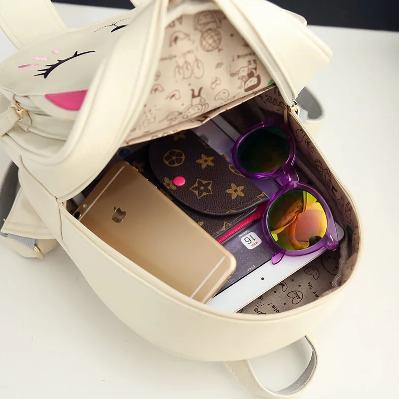 Милый кот рюкзак школьный женский из искусственной кожи рюкзаки для