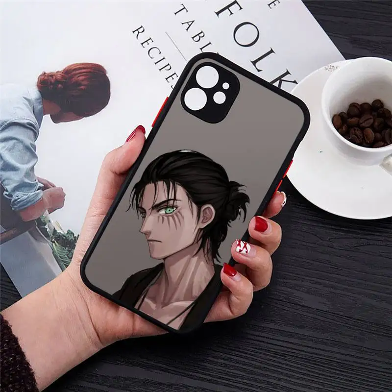 

Attack on Titan Eren Jaeger Phone Case For iphone 12 11 8 7 plus mini x xs xr pro max matte transparent cover