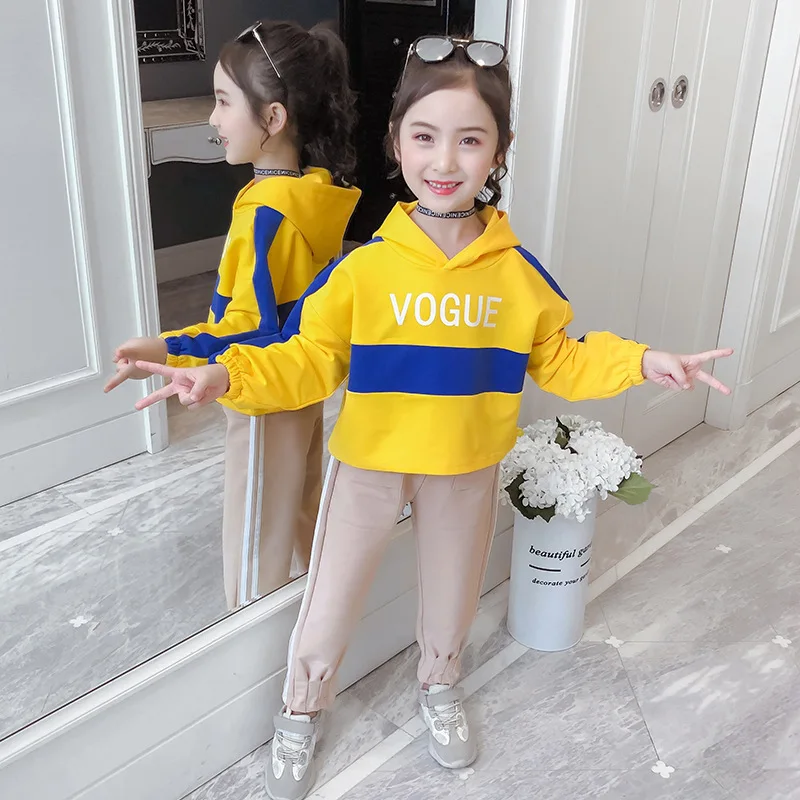

Sports Girls Clothes Set Long Sleeved Girls Suit Hoodies+Pants 2 Pcs Spring Children's Set Teen Girls Clothes Suit 4 6 8 12 Year