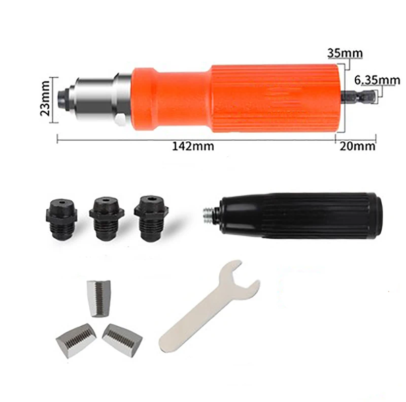 

Electric Rivet Nut Gun Pop Riveting Drill Adaptor Nozzle Rivet AdapterSuitable 2.2-3.2mm Pull Riveting Machine
