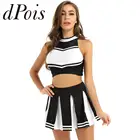 Женский костюм черлидера из 2 предметов, костюм черлидера, униформа Черлидинга, наряд для школьниц, укороченный топ без рукавов с мини-плиссированной юбкой