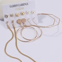 2021 fashion jewelry retro pop earrings geometric round long tassel pendant fashion earrings ladies set