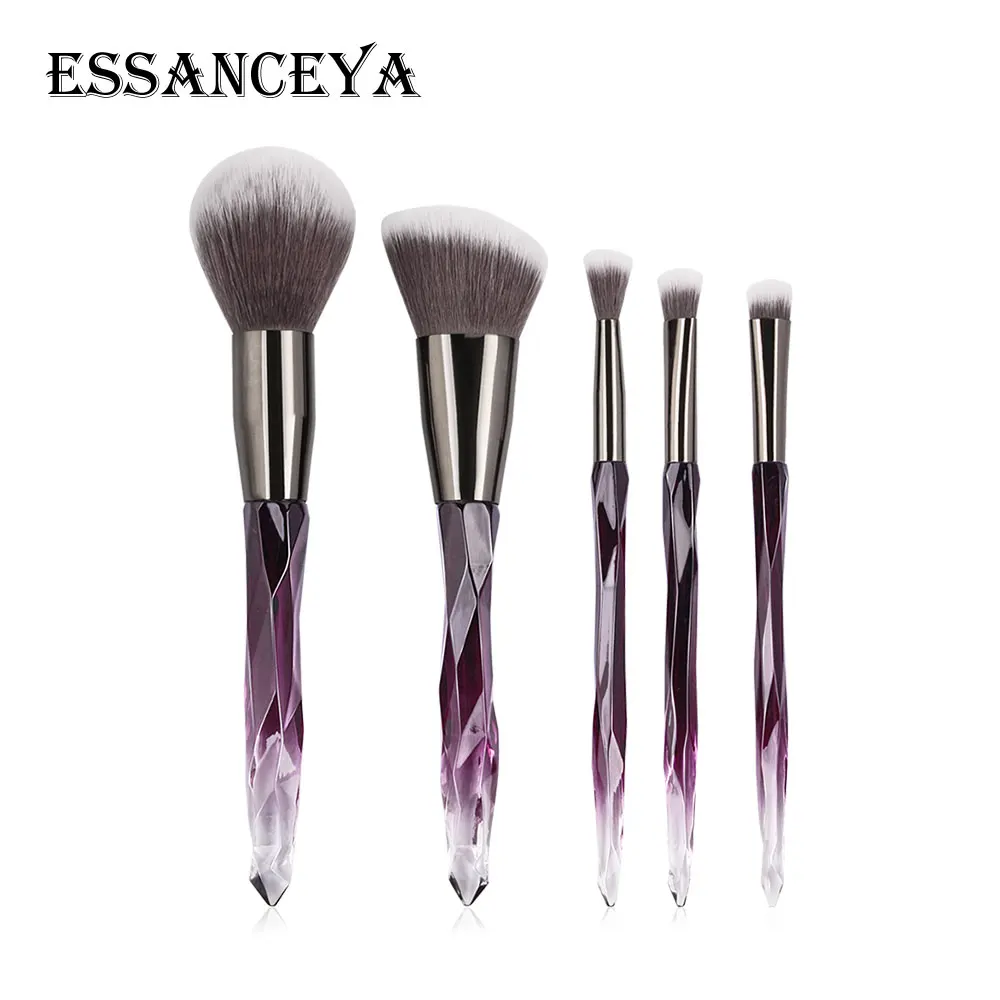 5 pcs ESSANCEYA, 5/10 шт, набор профессиональных кистей для макияжа, красочные кисти для макияжа с бриллиантами, основа для макияжа, тени для век, косметические инструменты - Handle Color: 5 pcs