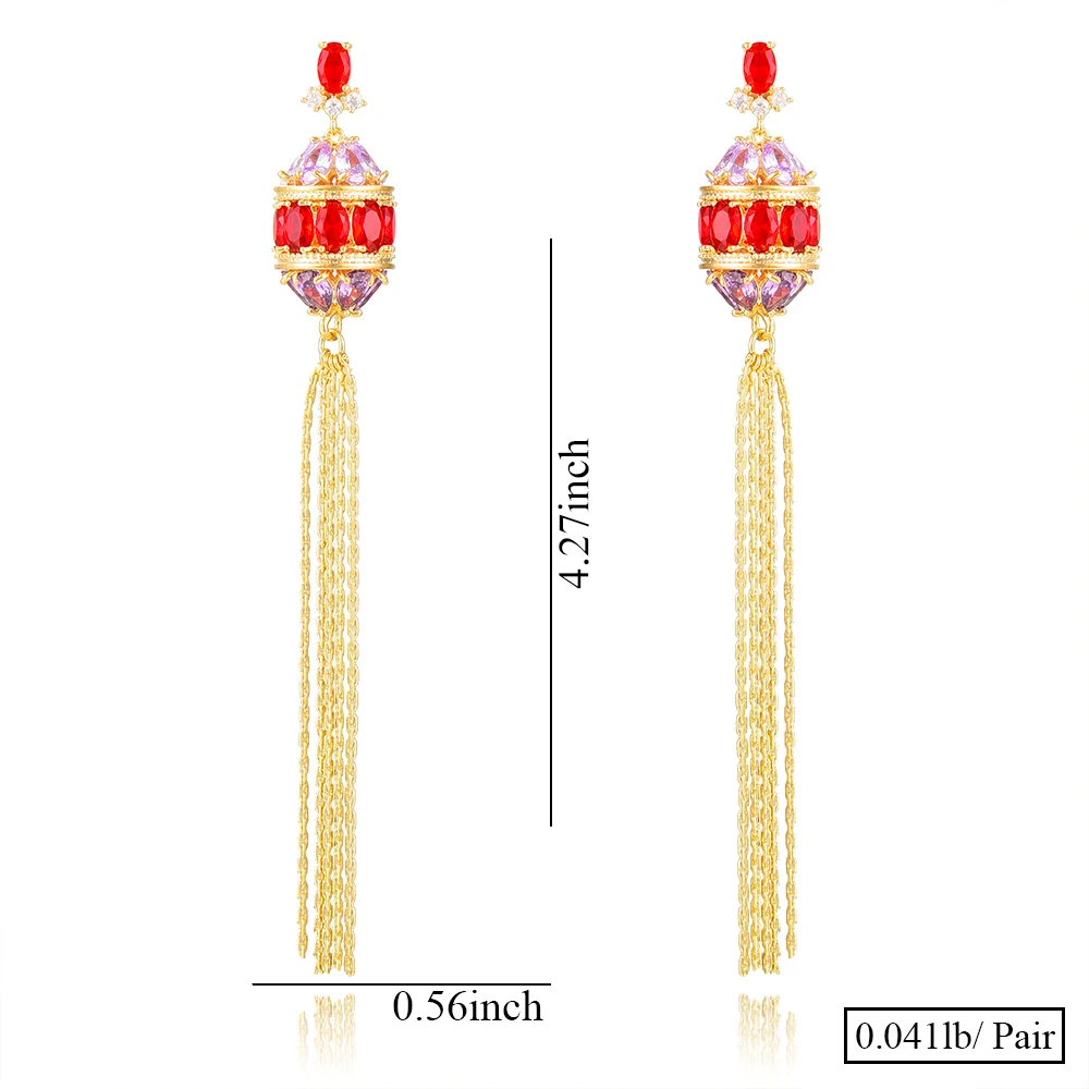 

missvikki Delicate Luxury Flashing CZ Tassel chains Dangle Earrings for Women Bridal Wedding Party Daily Jewelry High Quality