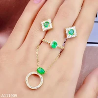 kjjeaxcmy boutique jewelry 925 sterling silver inlaid natural emerald necklace ring earring set support test
