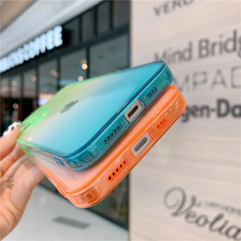 

Luxury Gradient Clear Phone Case For iPhone 12 11 Pro Max 6 6s 7 8 Plus SE 2020 X Xs Xr 12 Mini Color Silicon Soft Cover Case