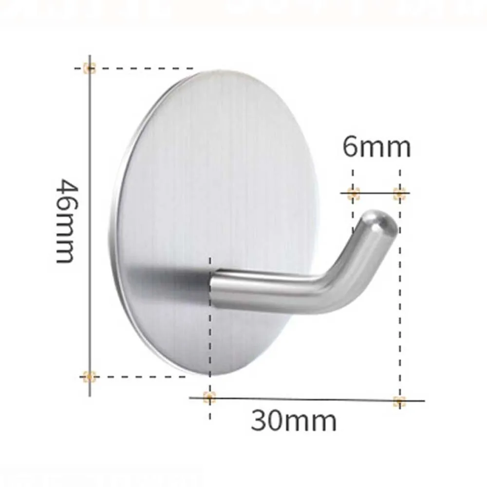 

Stainless Steel Wall Hook Self Adhesive Sticky Kitchen Home Bathroom Bath Ball Key Bag Coat Hanger Storage Hanging Holder Rack