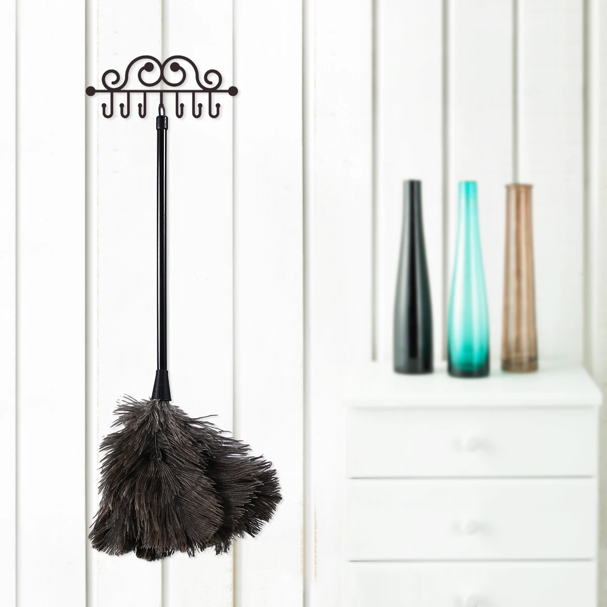 

Ostrich Duster Feather Dusters with Long Plastic Handle Brush Dust Cleaning Tool Household Electrostatic Dust Cleaning Tool