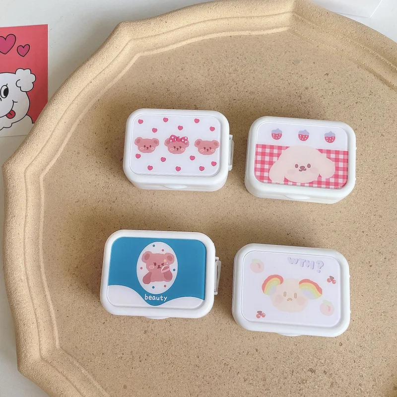 

Colorful Bear Cartoon Portable Contact Lens Case Boxes Travel Easy Carry Storage Container