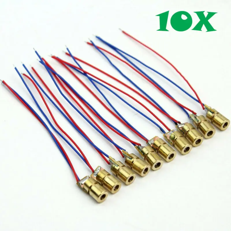 

10pc/set Red Laser Spot Dot Diode Module Continuous Output 650nm 6mm Replacement