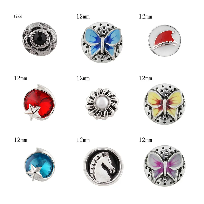 

Бабочка 12 мм Стразы шармы Металлическая Кнопка DIY Ювелирные изделия KS2020