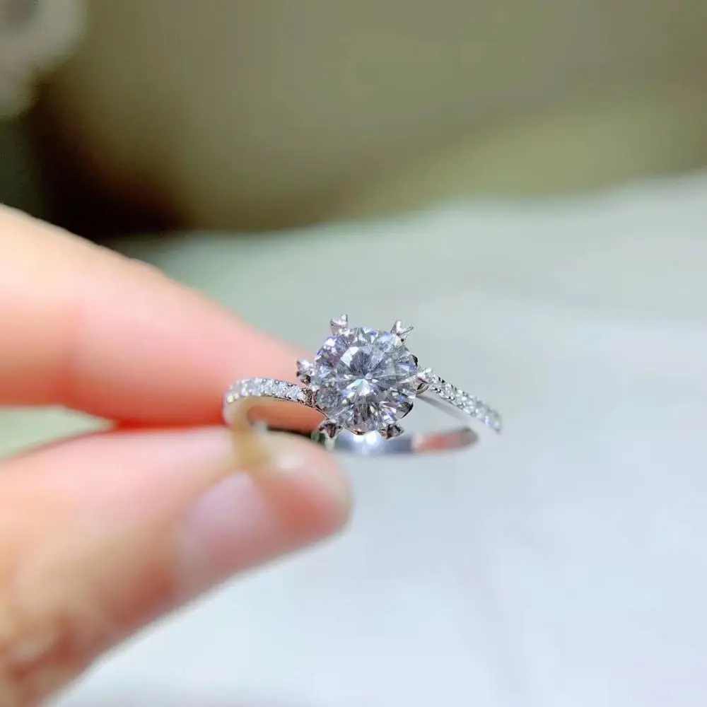 

Kkmall магазин Круглый Серебряный Муассанит кольцо 1ct D VVS роскошный Муассанит Weding кольцо для женщин