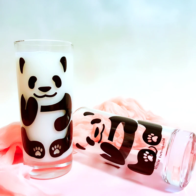 

Home Daily Cute Panda Glass Milk Cup Coffee Mug Lead-Free Office Couple Water Cups Kitchen Tableware Breakfast Mugs Without Lid