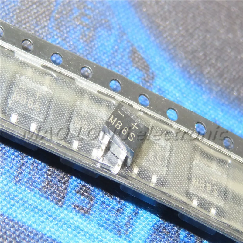100 шт./лот MB6S SMD 0.5A 600 в один фазы диодный выпрямительный мост лапками углублением