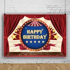 Фон для детских фотографий Laeacco с изображением дня рождения, Красного занавеса, коричневого пола, золотых звезд, сценический баннер