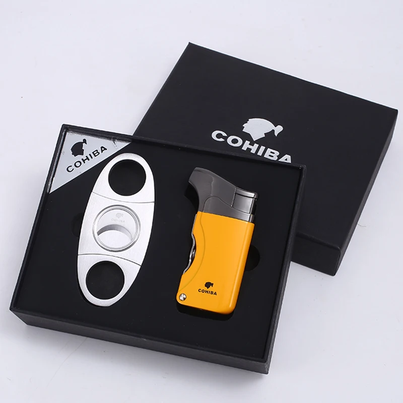 COHIBA ветрозащитный 1 фонарь зажигалка для сигарет с струйным пламенем 2 дырочками